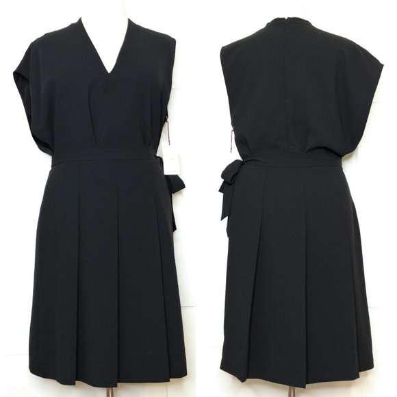 Lewit Asymmetrical Pleated Wrap Overskirt Dress - Picture 3 of 7